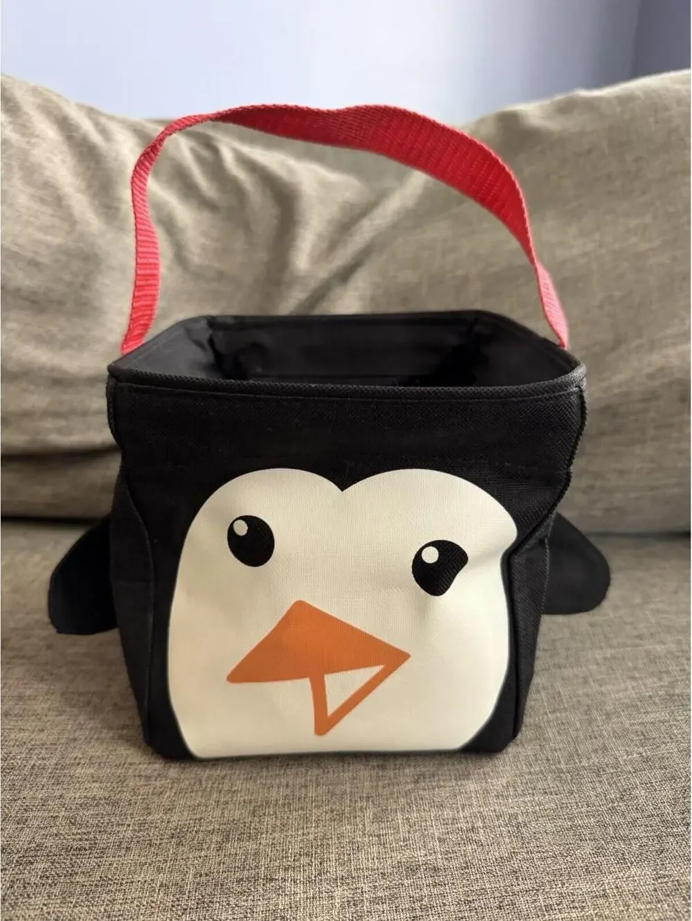 Thirty One Little Carry All Caddy Black Penguin Face With Ears And Red Handle 6”